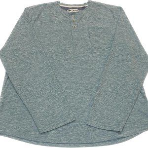 Tallwoods Bruno Milano Men's Blue Long-Sleeve Stretch Henley T-Shirt Size Large